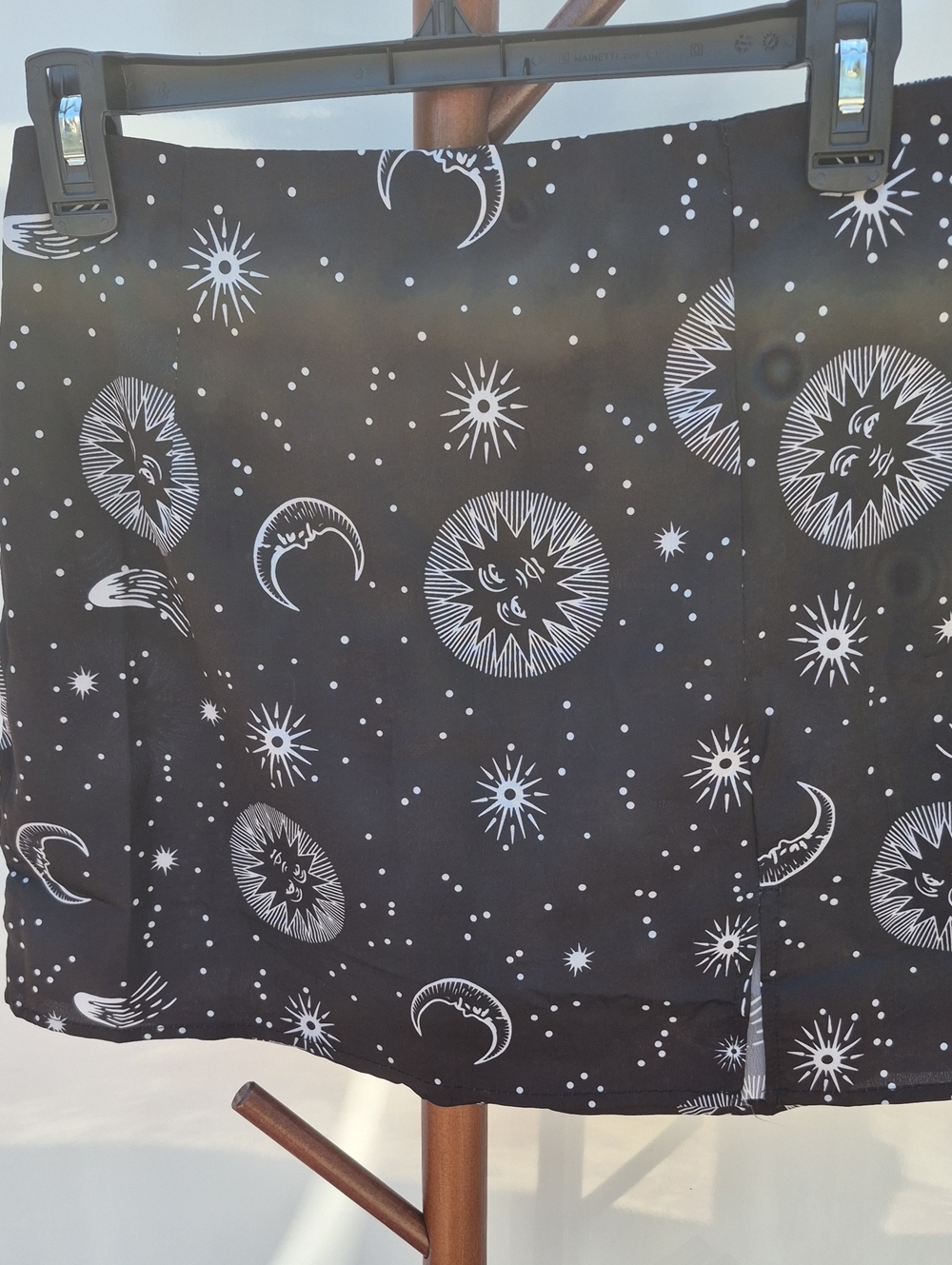 Celestial Print Black Mini Skirt